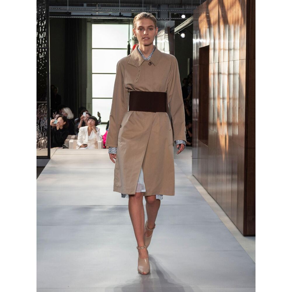 Burberry Runway Corset-Belt Gabardine Trench Coat New Size 6
